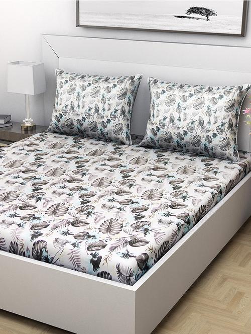 indiana home 100% cotton double bed sheet with 2 pillow cover - 15460453 - Very Small Image - 1