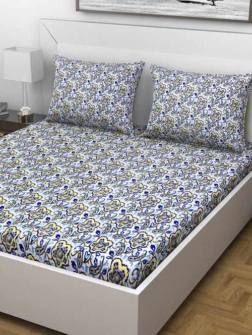 indiana home 100% cotton double bed sheet with 2 pillow cover - 15460459 - Very Small Image - 1