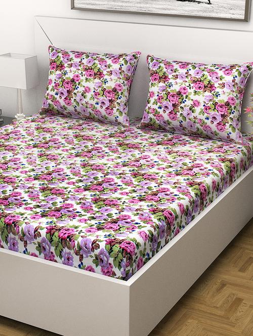 indiana home 100% cotton double bed sheet with 2 pillow cover - 15460477 - Very Small Image - 1