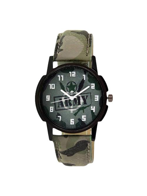 stylish army dial analogue watch - 15460893 - Very Small Image - 1