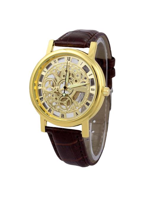 leather strap transparent analogue watch - 15460898 - Very Small Image - 1