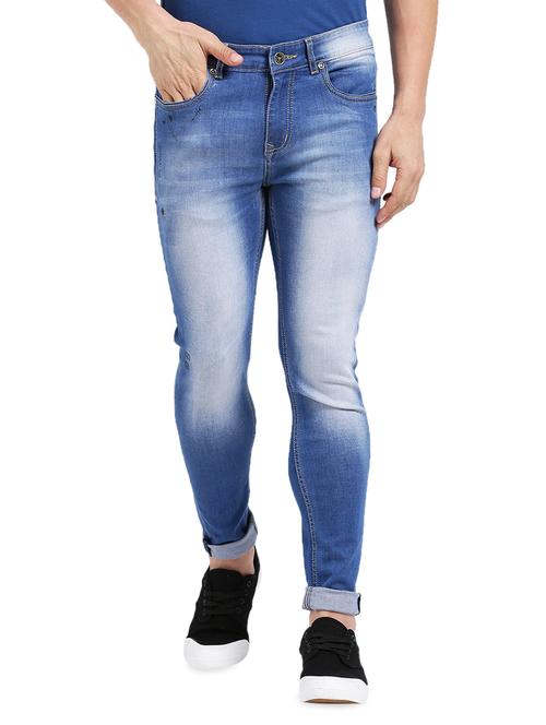 blue cotton washed jeans - 15461072 - Very Small Image - 1