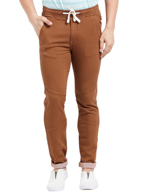 brown cotton biker denim - 15461089 - Very Small Image - 1