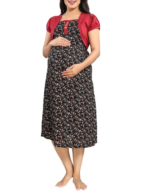 floral belted maternity dress - 15461841 - Very Small Image - 1