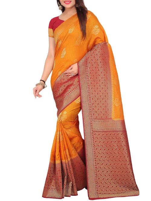 contrast border floral kanjivaram saree - 15462633 - Very Small Image - 1