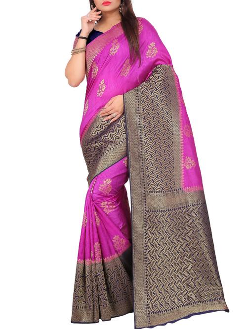 contrast border floral kanjivaram saree - 15462636 - Very Small Image - 1