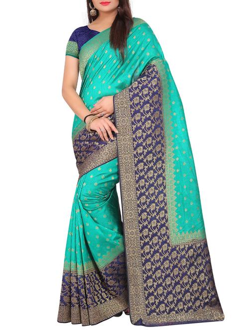 floral contrast border kanjivaram saree - 15462643 - Very Small Image - 1