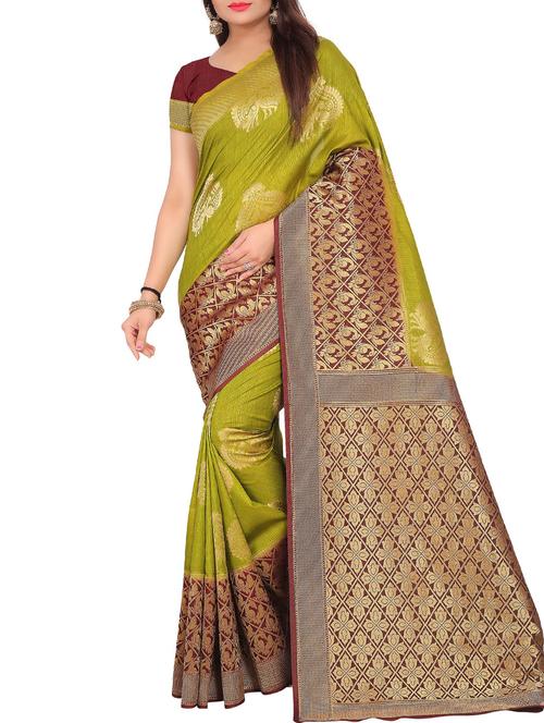 contrast border conversational kanjivaram saree - 15462646 - Very Small Image - 1