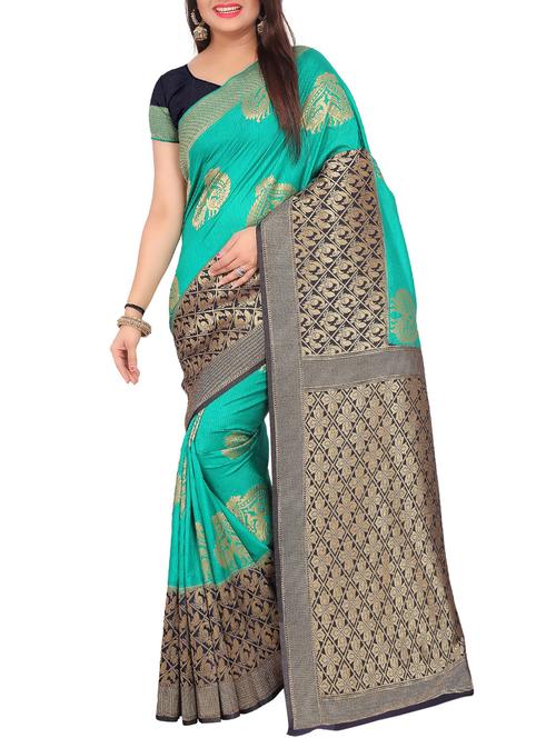 contrast border conversational kanjivaram saree - 15462648 - Very Small Image - 1
