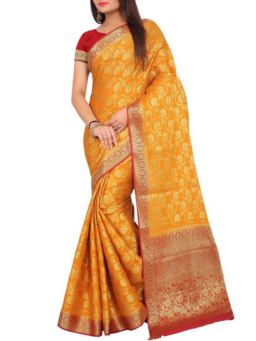 contrast pallu floral kanjivaram saree - 15462658 - Very Small Image - 1