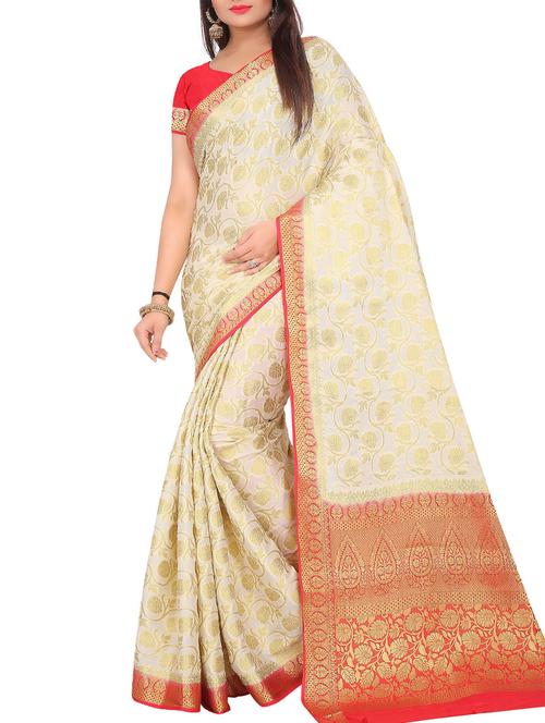 contrast pallu floral kanjivaram saree - 15462662 - Very Small Image - 1