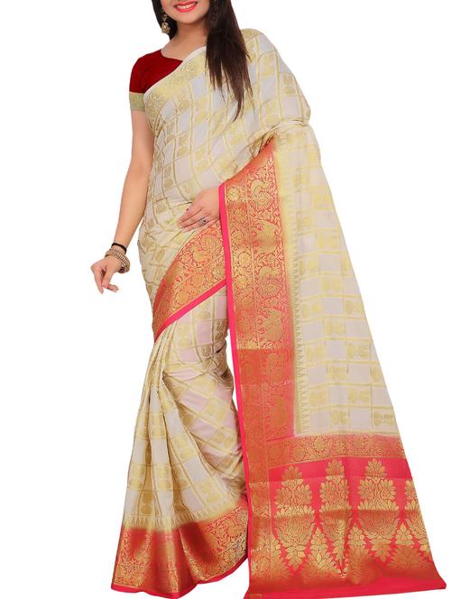 contrast conversational border kanjivaram saree - 15462667 - Very Small Image - 1