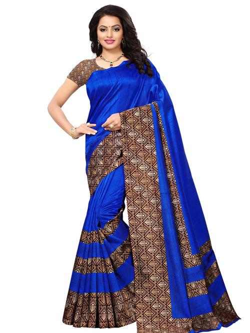 contrast bordered saree with blouse - 15463381 - Very Small Image - 1