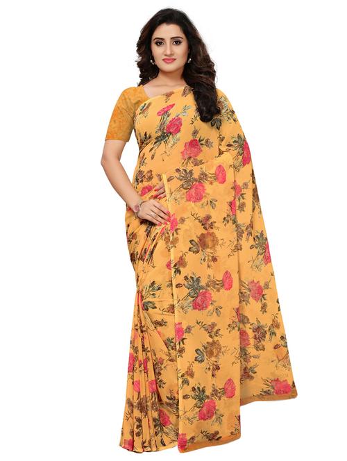 floral printed saree with blouse - 15463444 - Very Small Image - 1