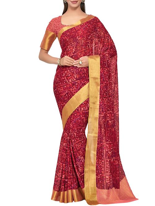 zari border abstract printed saree - 15463923 - Very Small Image - 1