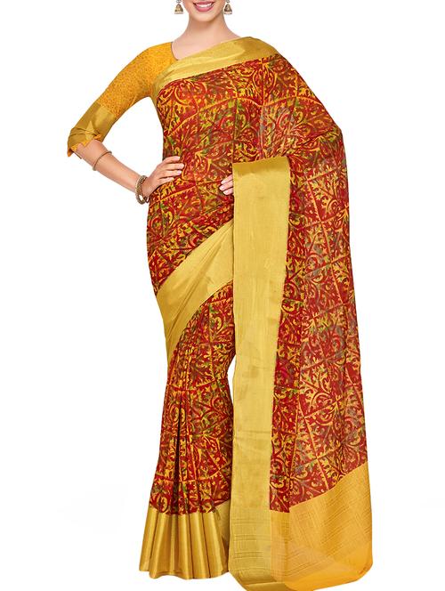 zari border abstract printed saree - 15463938 - Very Small Image - 1
