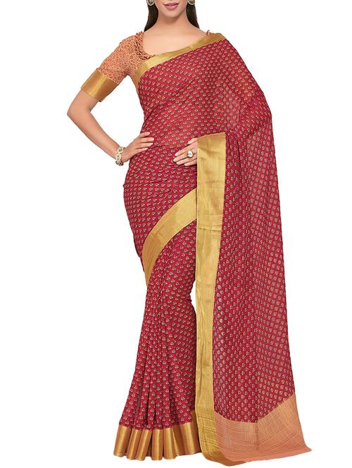zari border abstract printed saree - 15463941 - Very Small Image - 1