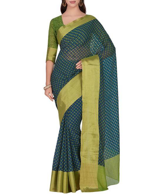 zari border abstract printed saree - 15463942 - Very Small Image - 1