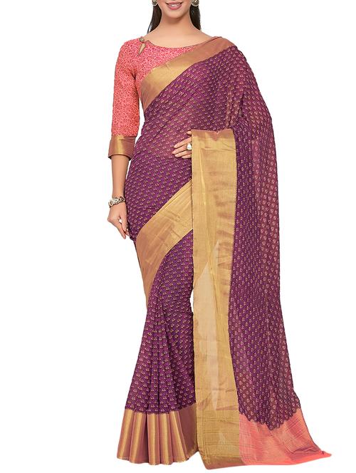 zari border abstract printed saree - 15463943 - Very Small Image - 1