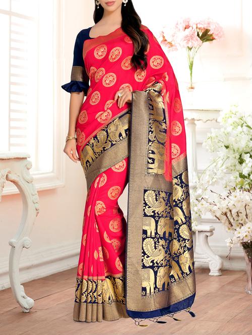 contrast border conversational kanjivaram saree - 15463958 - Very Small Image - 1
