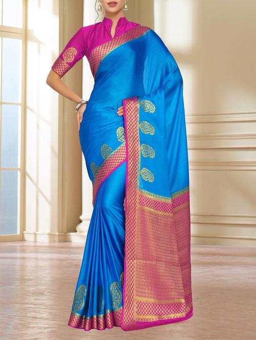 contrast paisley border woven saree - 15463959 - Very Small Image - 1