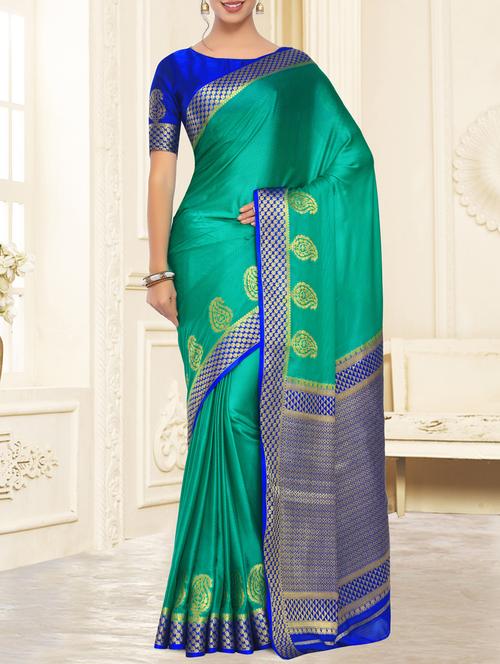 contrast paisley border woven saree - 15463963 - Very Small Image - 1