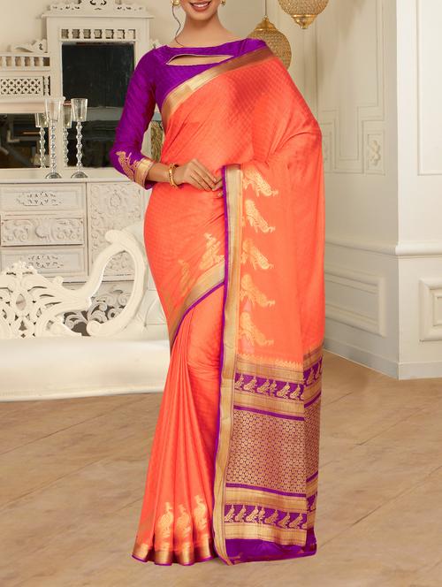 contrast paisley border woven saree - 15463982 - Very Small Image - 1
