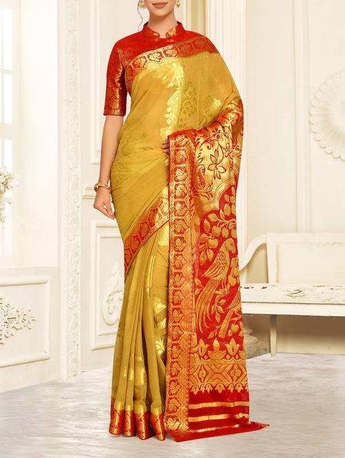 contrast pallu conversational kanjivaram saree - 15463994 - Very Small Image - 1