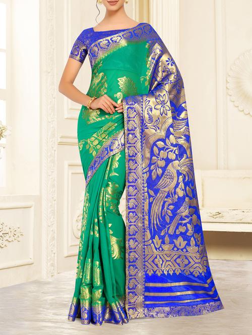 contrast pallu conversational kanjivaram saree - 15463998 - Very Small Image - 1