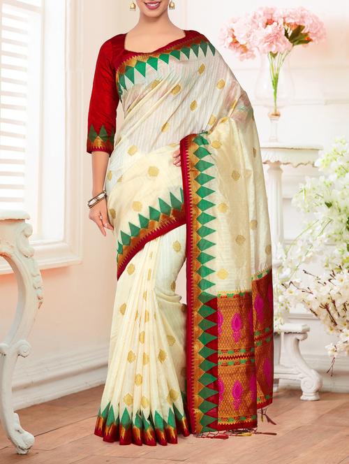 contrast pallu zari kanjivaram saree - 15464001 - Very Small Image - 1