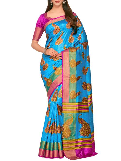 zari border conversational printed saree - 15464003 - Very Small Image - 1