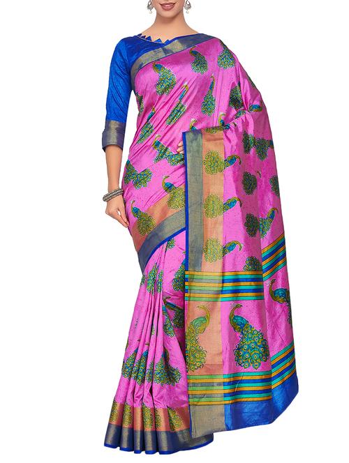 zari border conversational printed saree - 15464007 - Very Small Image - 1