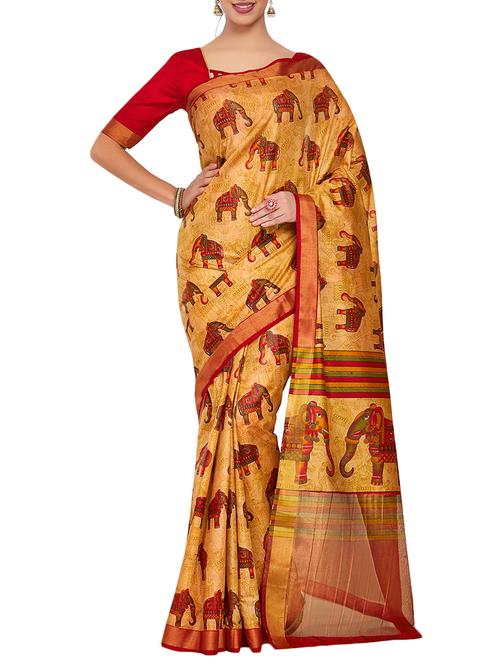 zari border conversational printed saree - 15464008 - Very Small Image - 1