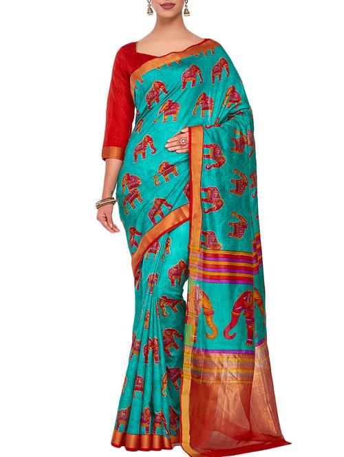 zari border conversational printed saree - 15464010 - Very Small Image - 1