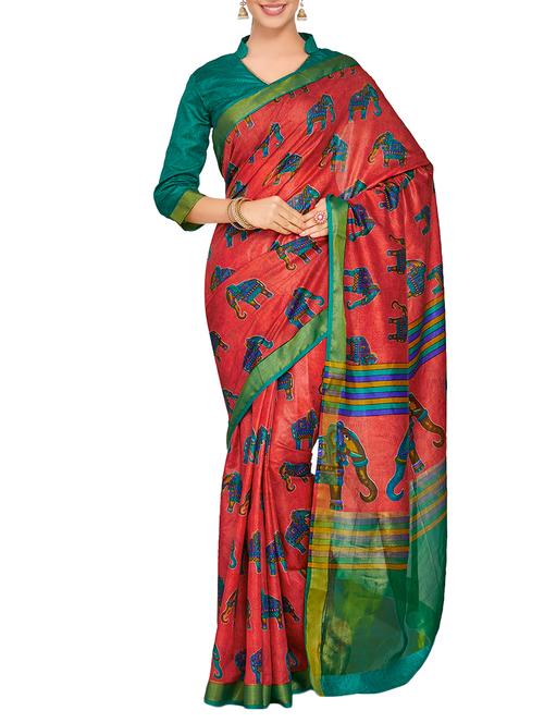 zari border conversational printed saree - 15464011 - Very Small Image - 1