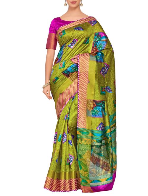 zari border conversational printed saree - 15464013 - Very Small Image - 1