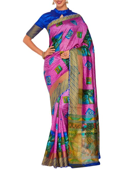 zari border conversational printed saree - 15464015 - Very Small Image - 1