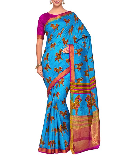 zari border conversational printed saree - 15464016 - Very Small Image - 1