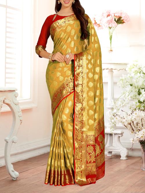 gold zari motif kanjivaram saree - 15464028 - Very Small Image - 1