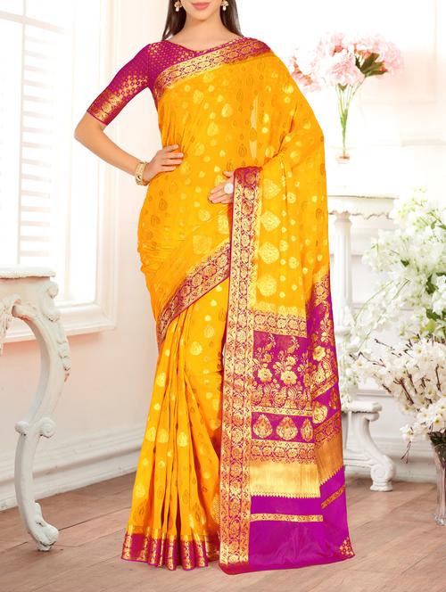 gold zari motif kanjivaram saree - 15464039 - Very Small Image - 1