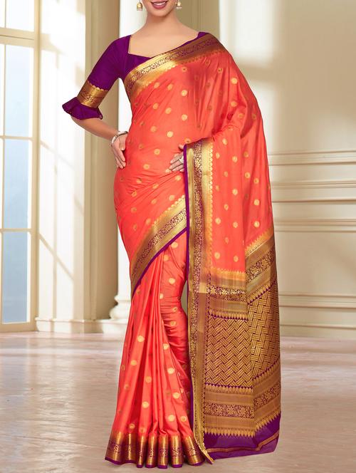 gold zari motif kanjivaram saree - 15464061 - Very Small Image - 1
