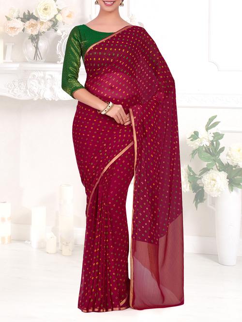 zari piping bandhani saree - 15464063 - Very Small Image - 1
