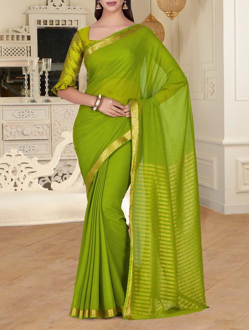 floral zari border chiffon saree - 15464074 - Very Small Image - 1