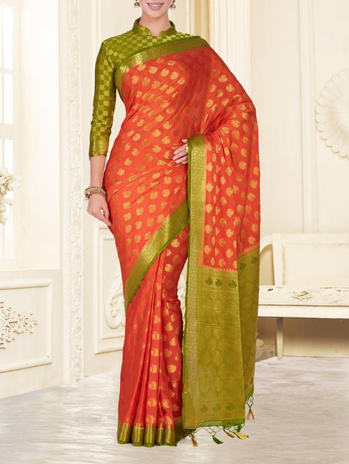 zari paisley motif kanjivaram saree - 15464087 - Very Small Image - 1