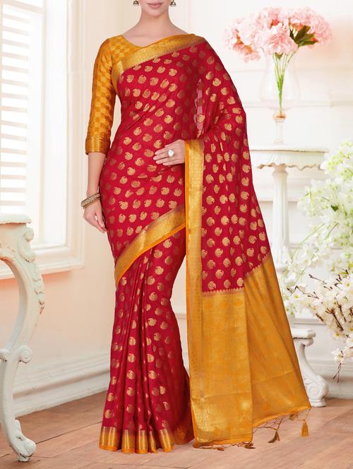 zari paisley motif kanjivaram saree - 15464088 - Very Small Image - 1