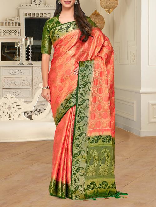 contrast border conversational kanjivaram saree - 15464097 - Very Small Image - 1