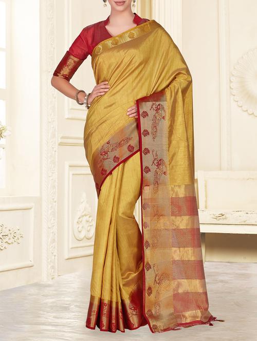 contrast conversational border kanjivaram saree - 15464117 - Very Small Image - 1