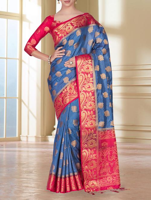 floral zari motif kanjivaram saree - 15464120 - Very Small Image - 1