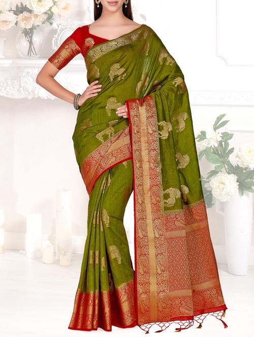 contrast border conversational kanjivaram saree - 15464157 - Very Small Image - 1