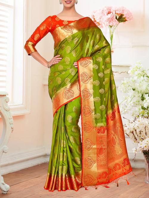 contrast border conversational kanjivaram saree - 15464171 - Very Small Image - 1